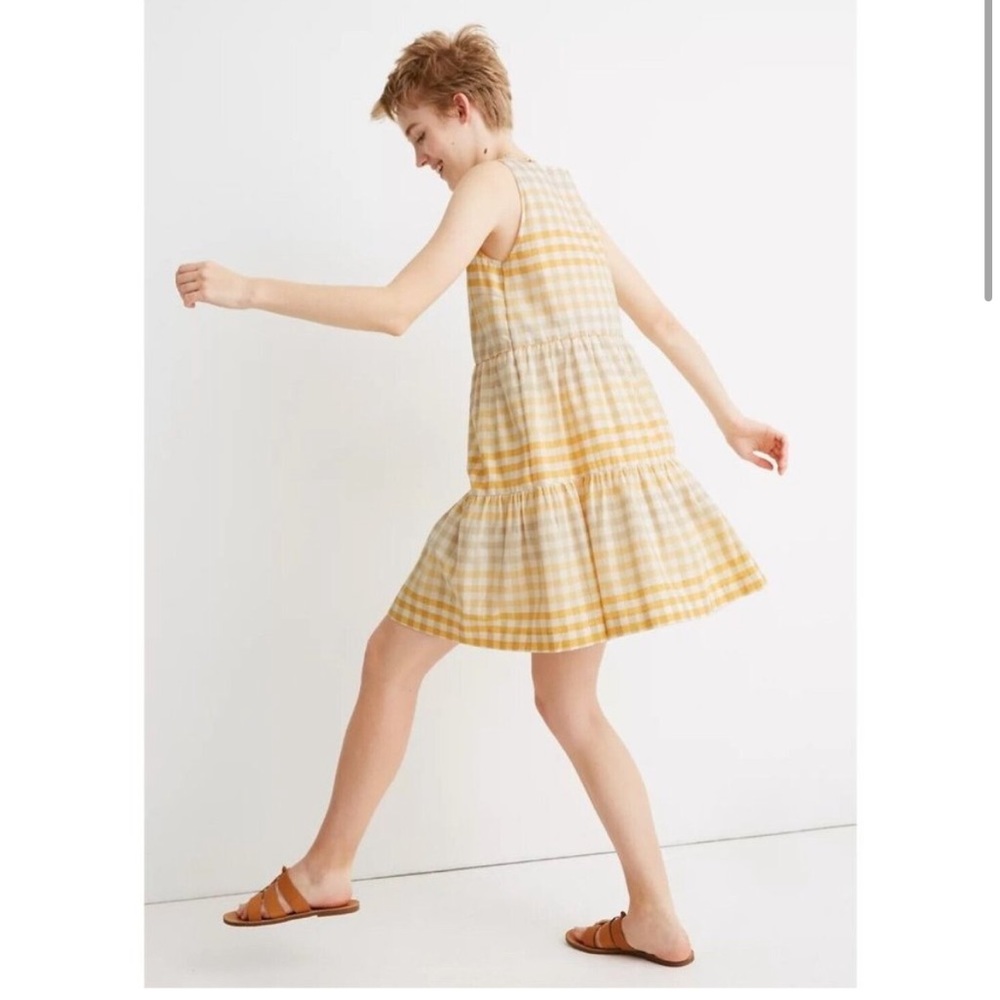 MADEWELL Button-Front Tiered Mini Dress